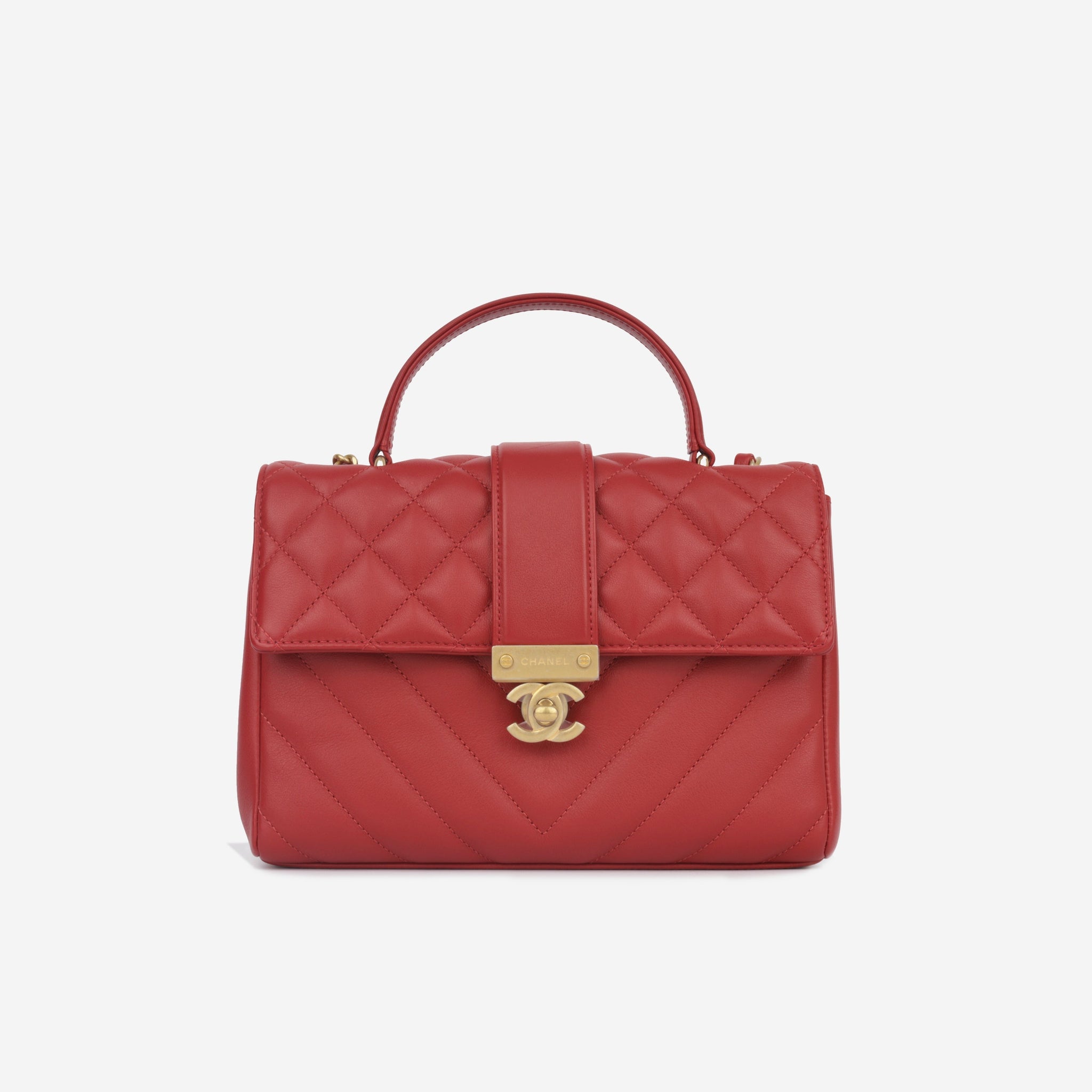 Chanel In The City Top Handle Red Calfskin