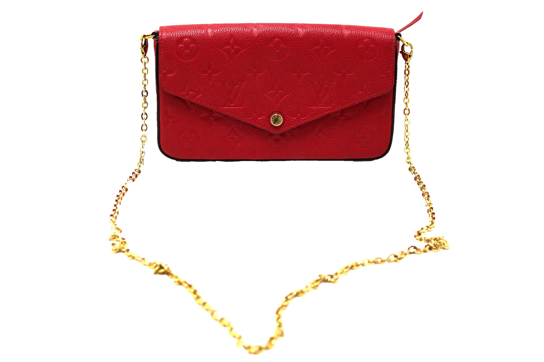 Louis Vuitton Red Monogram Empreinte Leather Felicie Pochette Bag