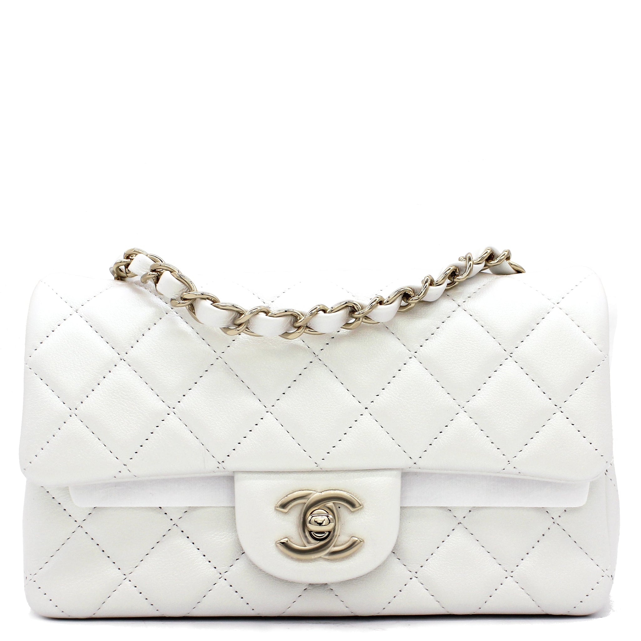 Chanel Mini Rectangular Flap Pearl White Calfskin