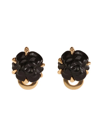 Top Quality Chanel Mini Camellia Earrings Black