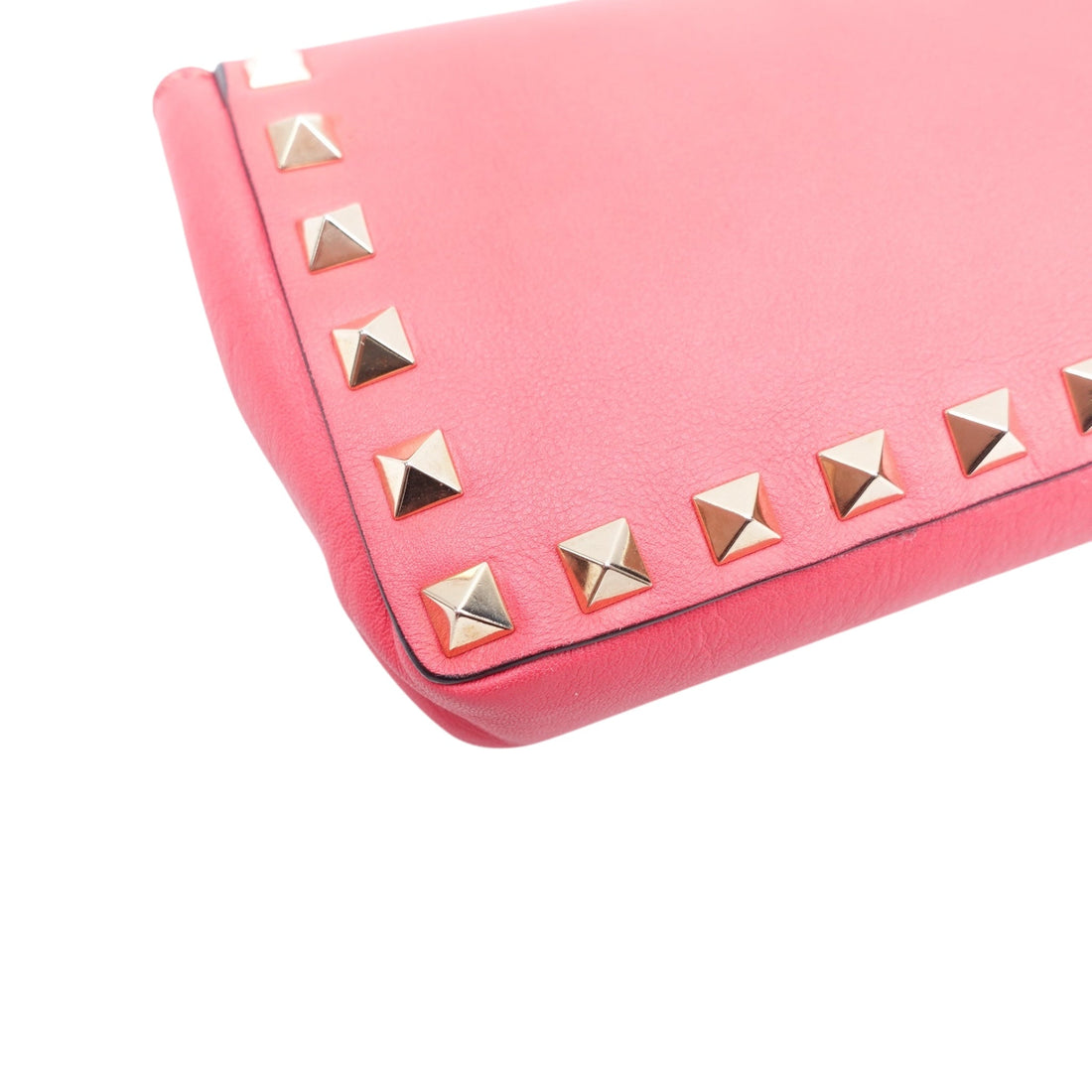Pink Rockstud Bracelet Clutch Leather Long