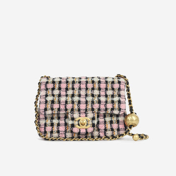 Chanel Mini Square Pearl Crush Mixed Pink Tweed