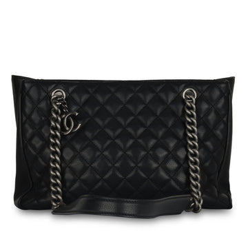 Chanel Quilted Shopper Tote Black Caviar