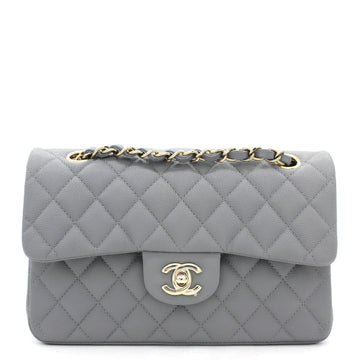 Chanel Caviar Quilted Small Classic Double Flap Grey