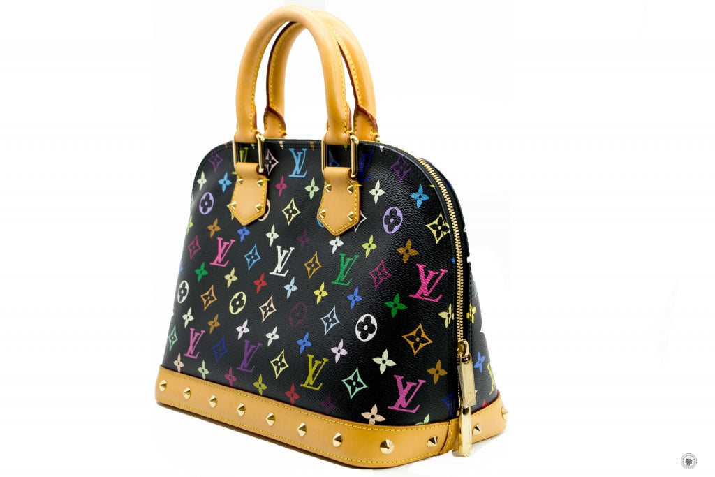 Louis Vuitton Black Monogram Multicolor Alma  Black Monogram Multicolor Canvas PM Tote Bag Ghw