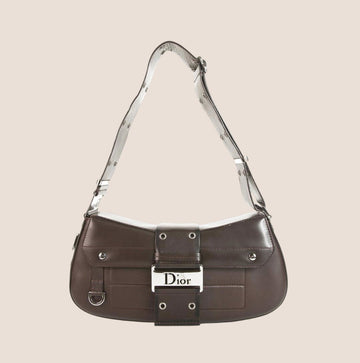 CHRISTIAN DIOR BROWN LEATHER STREET CHIC COLUMBUS SHOULDER BAG
