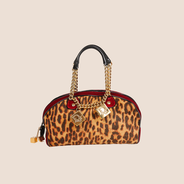 CHRISTIAN DIOR 2004 LEOPARD PRINT VELVET GAMBLER DICE BAG