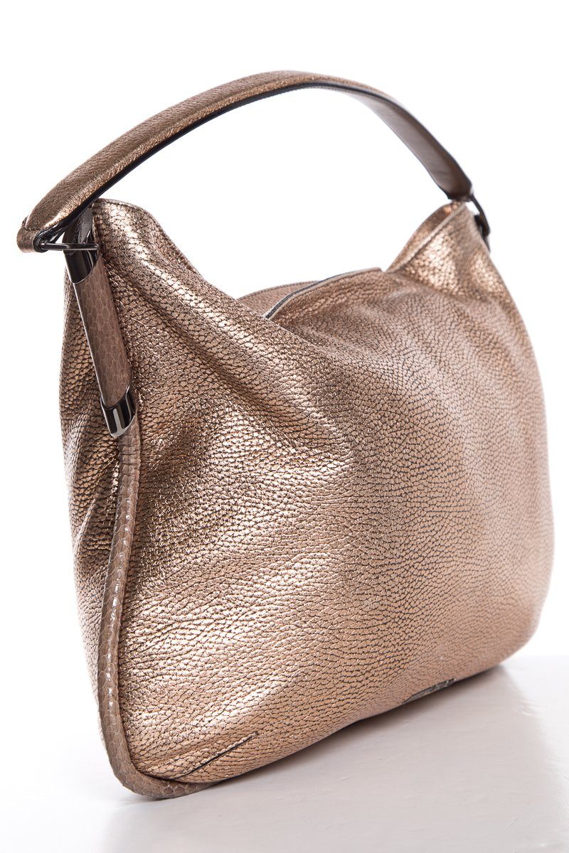 Jimmy Choo Champagne Pebbled Leather Shoulder Bag