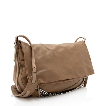 Jimmy Choo Leather Biker Saddle Chain Large Shoulder Bag