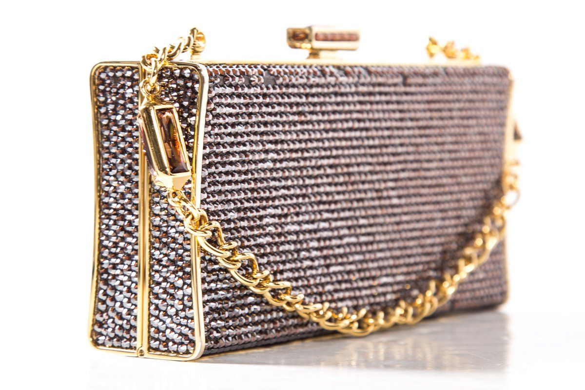 Judith Leiber Gold-Tone Crystal Embellishment Clutch