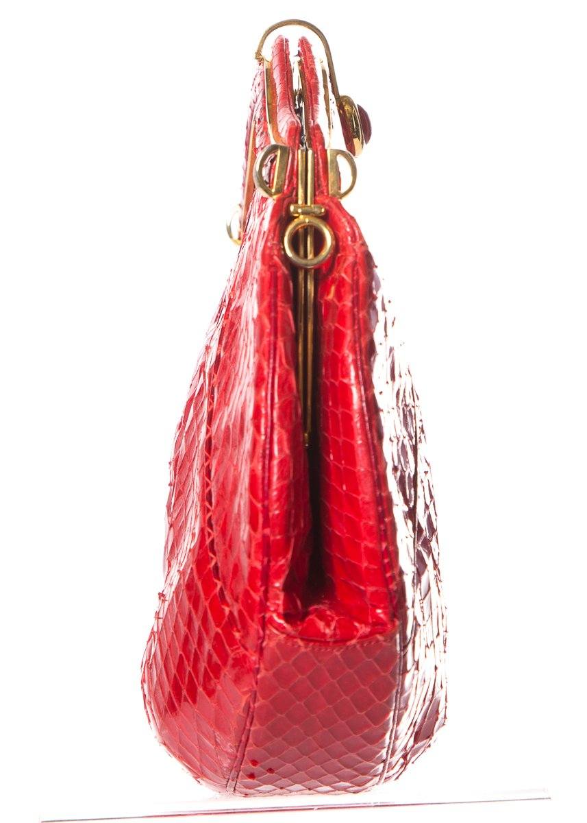 Judith Leiber Red Python Clamshell Clutch