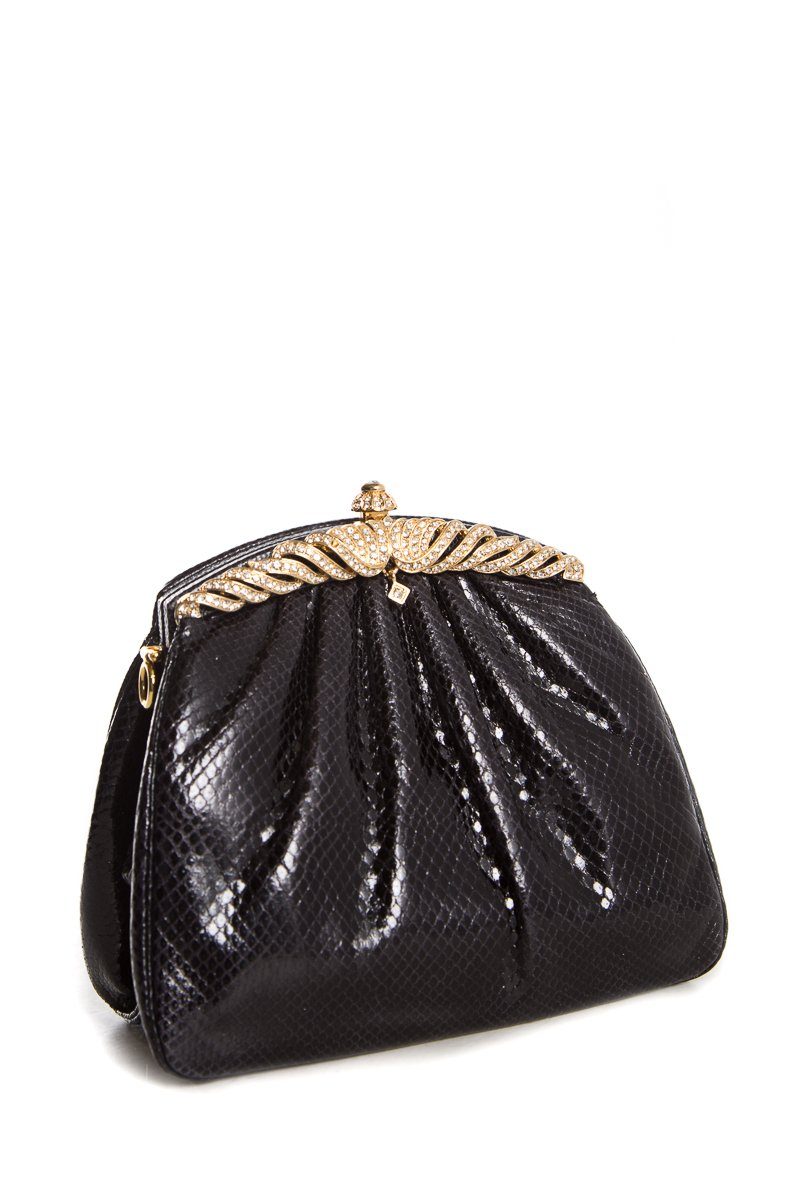 Judith Leiber Black Pyton Cross-Body