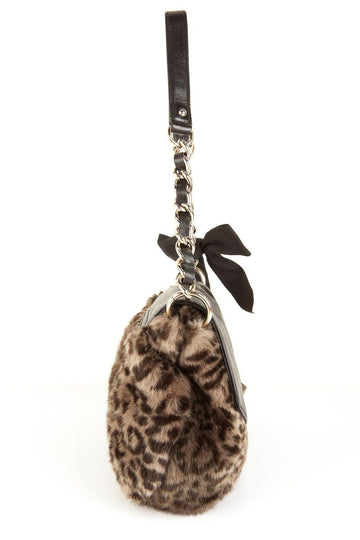 Kate Spade Gray Leopard and Black Leather Shoulder Bag