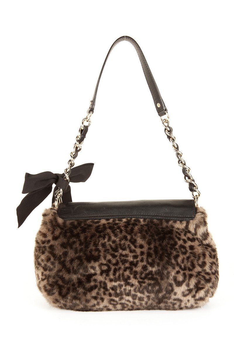 Kate Spade Gray Leopard and Black Leather Shoulder Bag
