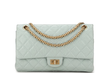 CHANEL REISSUE 227 (2539xxxx) MINT GREEN CALFSKIN GOLD HARDWARE, WITH , DUST COVER & BOX