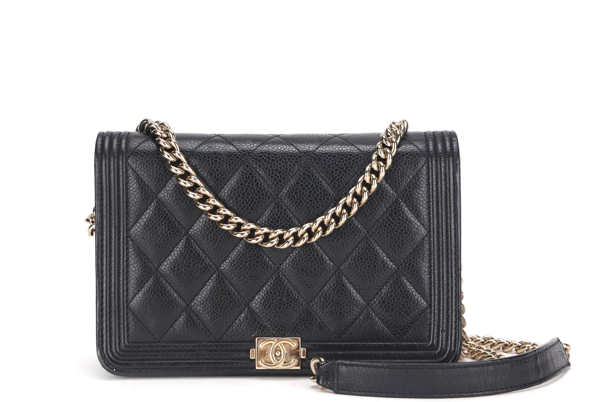 CHANEL LEBOY WALLET ON CHAIN (2881xxxx) BLACK CAVIAR LEATHER GOLD HARDWARE, WITH BOX, NO  & DUST COVER
