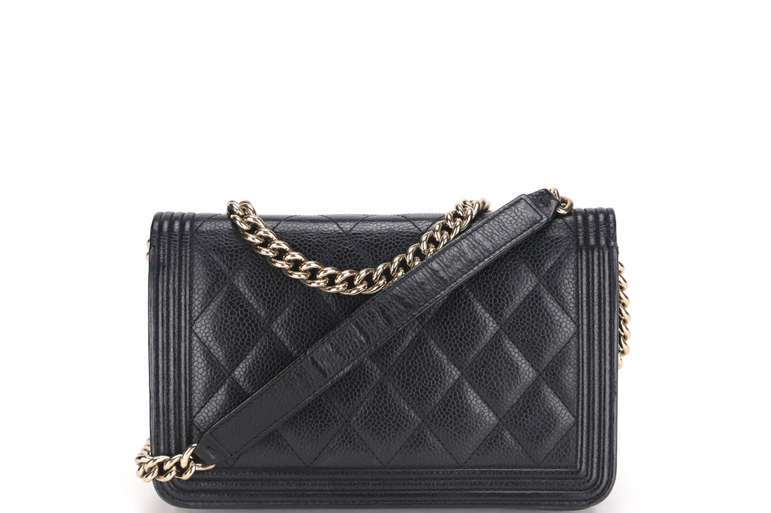 CHANEL LEBOY WALLET ON CHAIN (2881xxxx) BLACK CAVIAR LEATHER GOLD HARDWARE, WITH BOX, NO  & DUST COVER