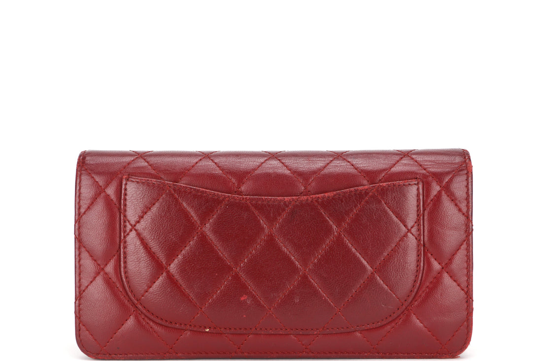 CHANEL BIFOLD WALLET (1679xxxx) RED LAMBSKIN SILVER HARDWARE, WITH  & BOX