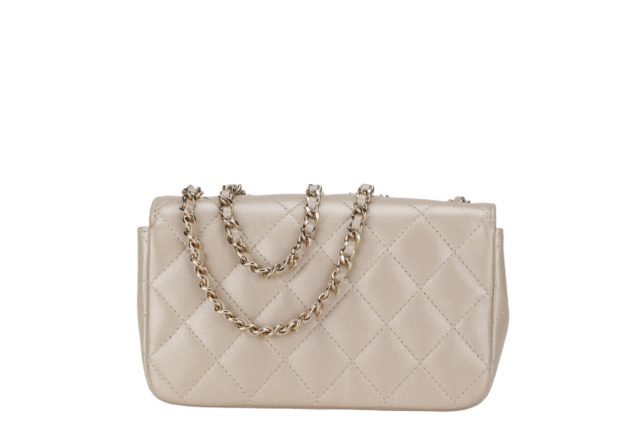 CHANEL VICTORY PEACE MINI FLAP LIGHT GOLD LAMBSKIN GOLD HARDWARE(2353xxxx) WITH DUST COVER  , NO