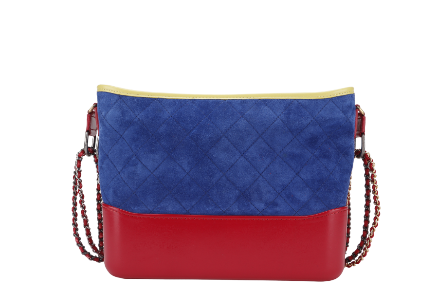 CHANEL GABRIEL HOBO BAG MEDIUM RED,BLUE, YELLOW SUEDE LEATHER GOLD HARDWARE (2424xxxx) WITH DUST COVER AND