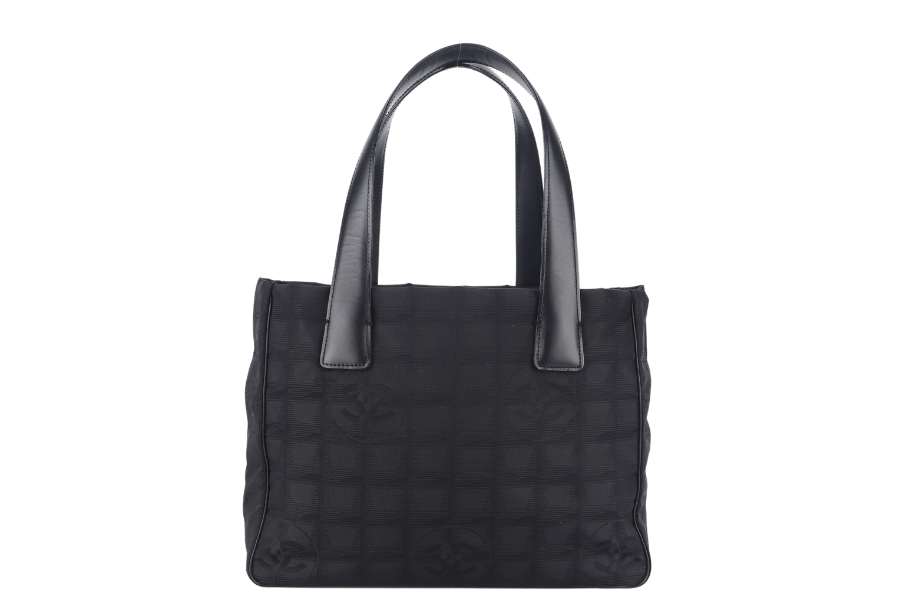 CHANEL TRAVEL LINE VINTAGE MEDIUM (8912xxxx) BLACK NYLON TOTE BAG
