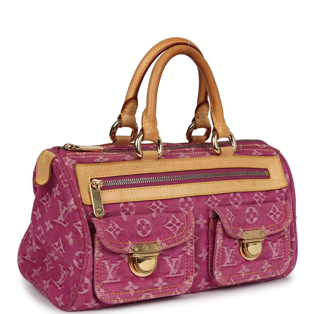 Vintage Louis Vuitton Neo Speedy Pink Denim Monogram Gold Hardware