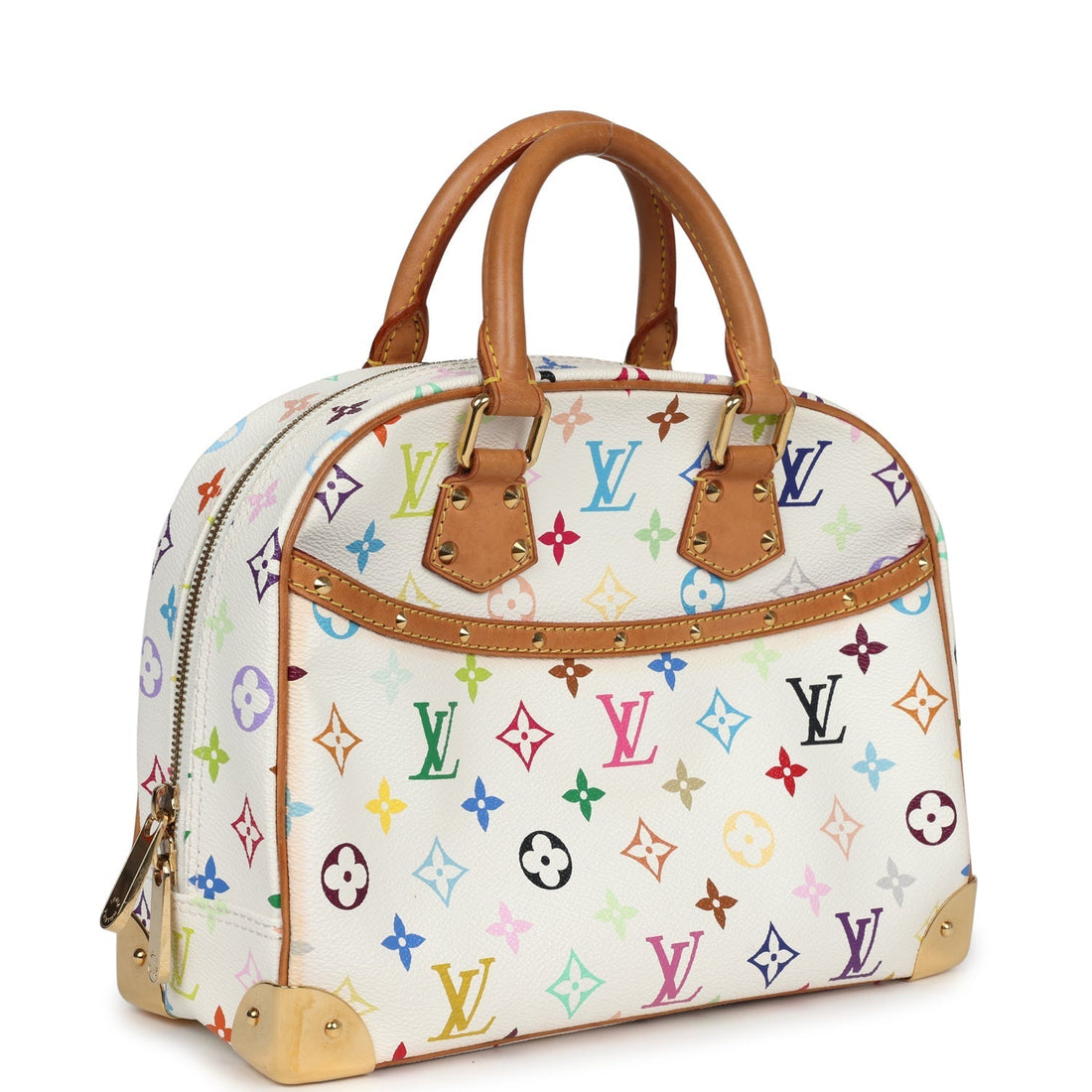 Vintage Louis Vuitton White Multicolor Monogram Trouville Gold Hardware