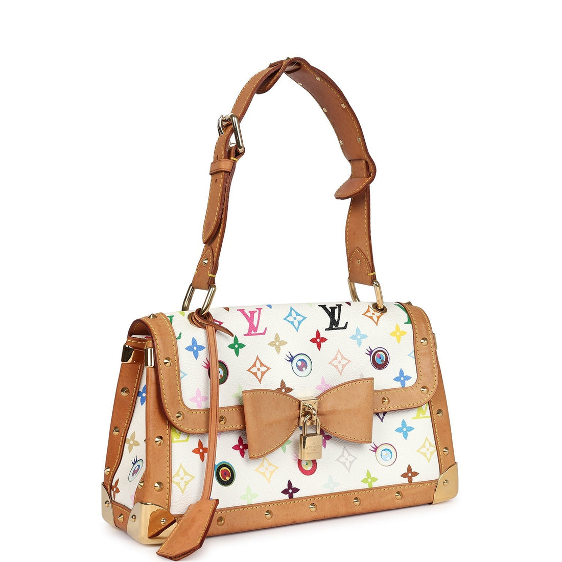Vintage Louis Vuitton x Takashi Murakami Eye Need You Bag White Multicolored Gold Hardware