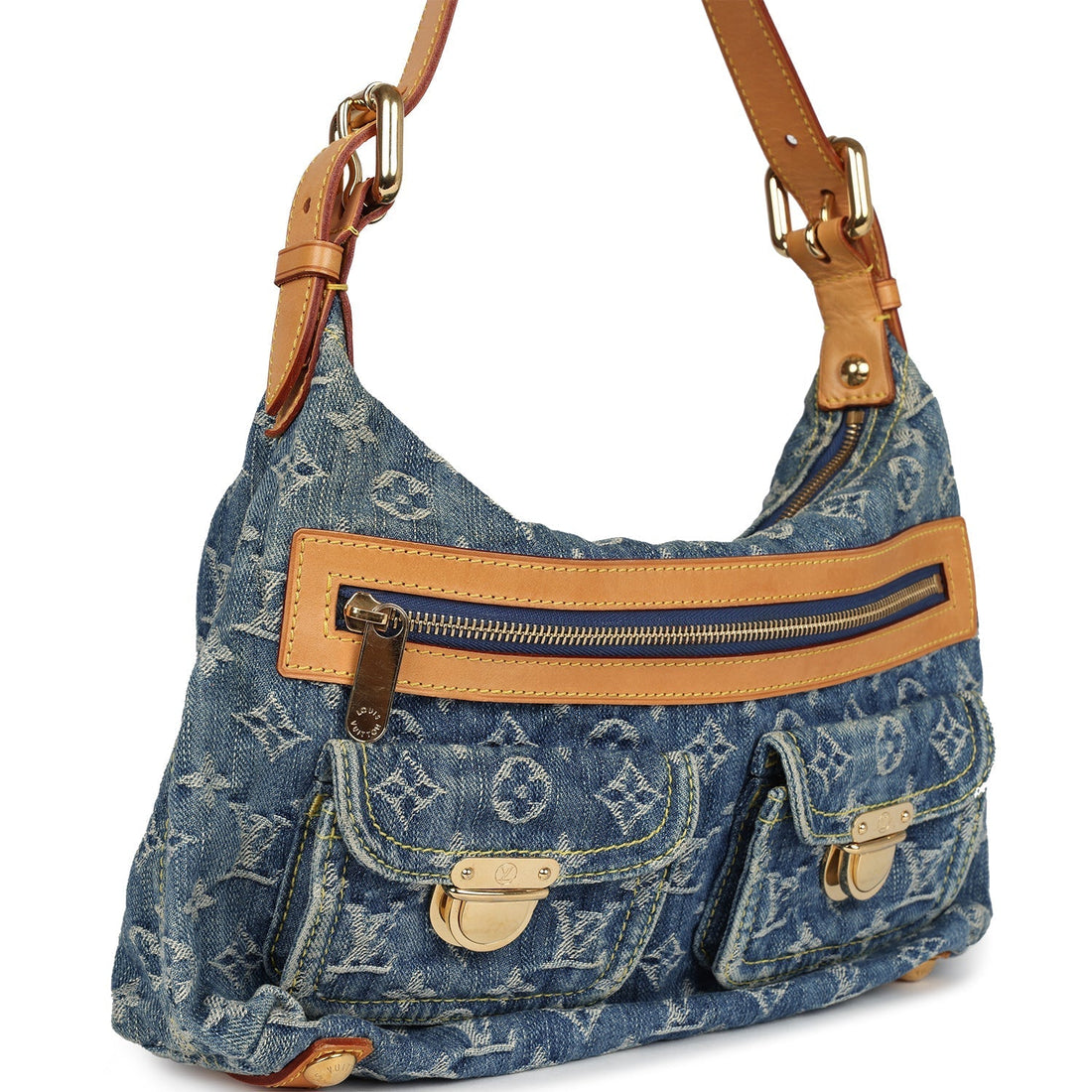 Louis Vuitton Baggy PM Blue Denim Monogram Gold Hardware