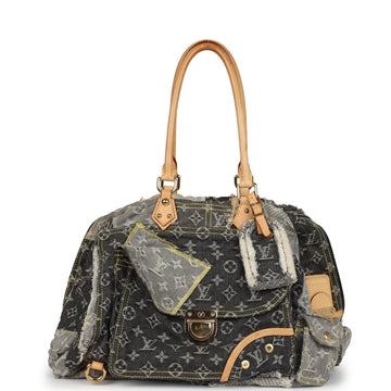 Louis Vuitton Patchwork Bowly Bag Grey Monogram Denim Gold Hardware