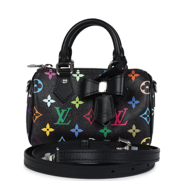 Louis Vuitton X Murakami Nano Speedy Bag Black Multicolor Monogram Gold Hardware