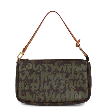 Vintage Louis Vuitton x Stephen Sprouse Pochette Accessories Khaki Graffiti Gold Hardware