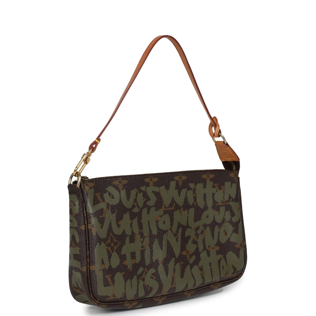 Vintage Louis Vuitton x Stephen Sprouse Pochette Accessories Khaki Graffiti Gold Hardware