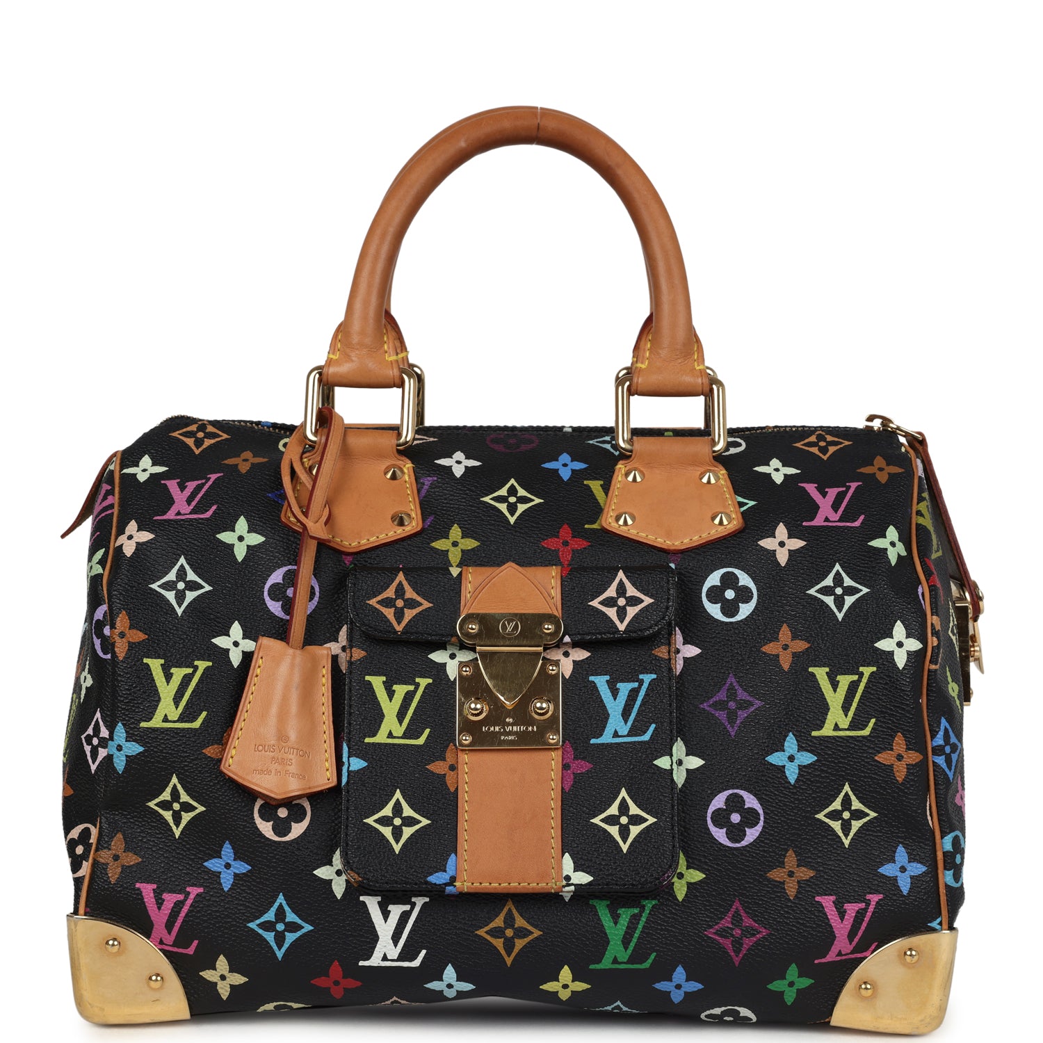 Vintage Louis Vuitton X Murakami Speedy 30 Black Multicolor Monogram Gold Hardware