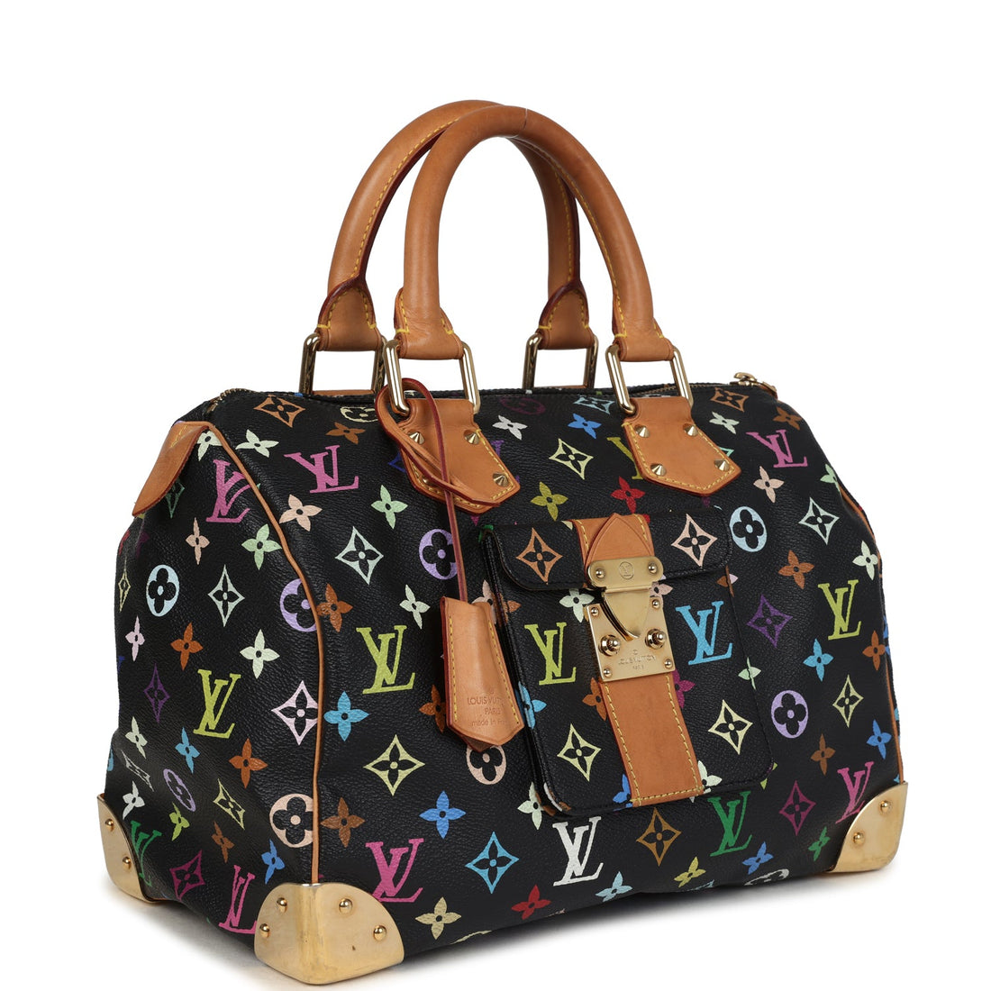 Vintage Louis Vuitton X Murakami Speedy 30 Black Multicolor Monogram Gold Hardware