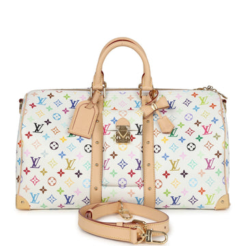 Louis Vuitton X Murakami Keepall Bandouliere 45 White Monogram Multicolored Gold Hardware