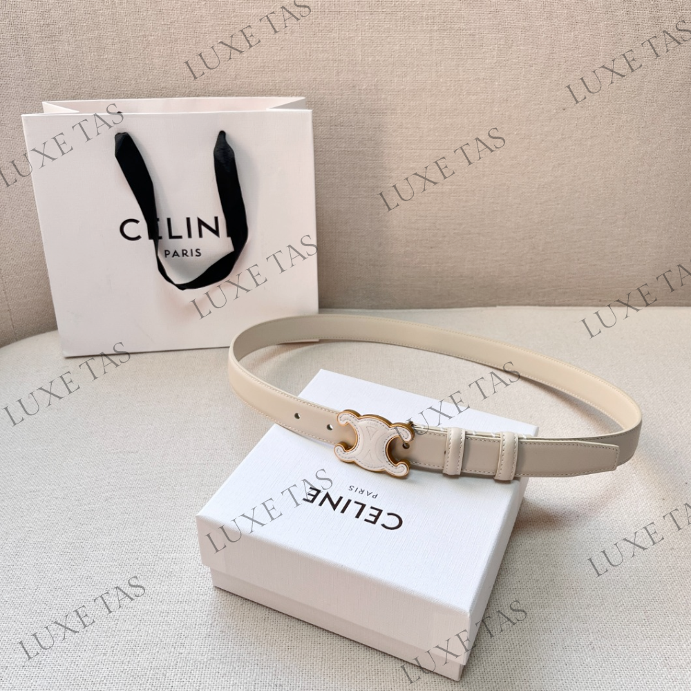 Limestone Medium Cuir Triomphe Belt In Smooth Calfskin Designer Belts for Women