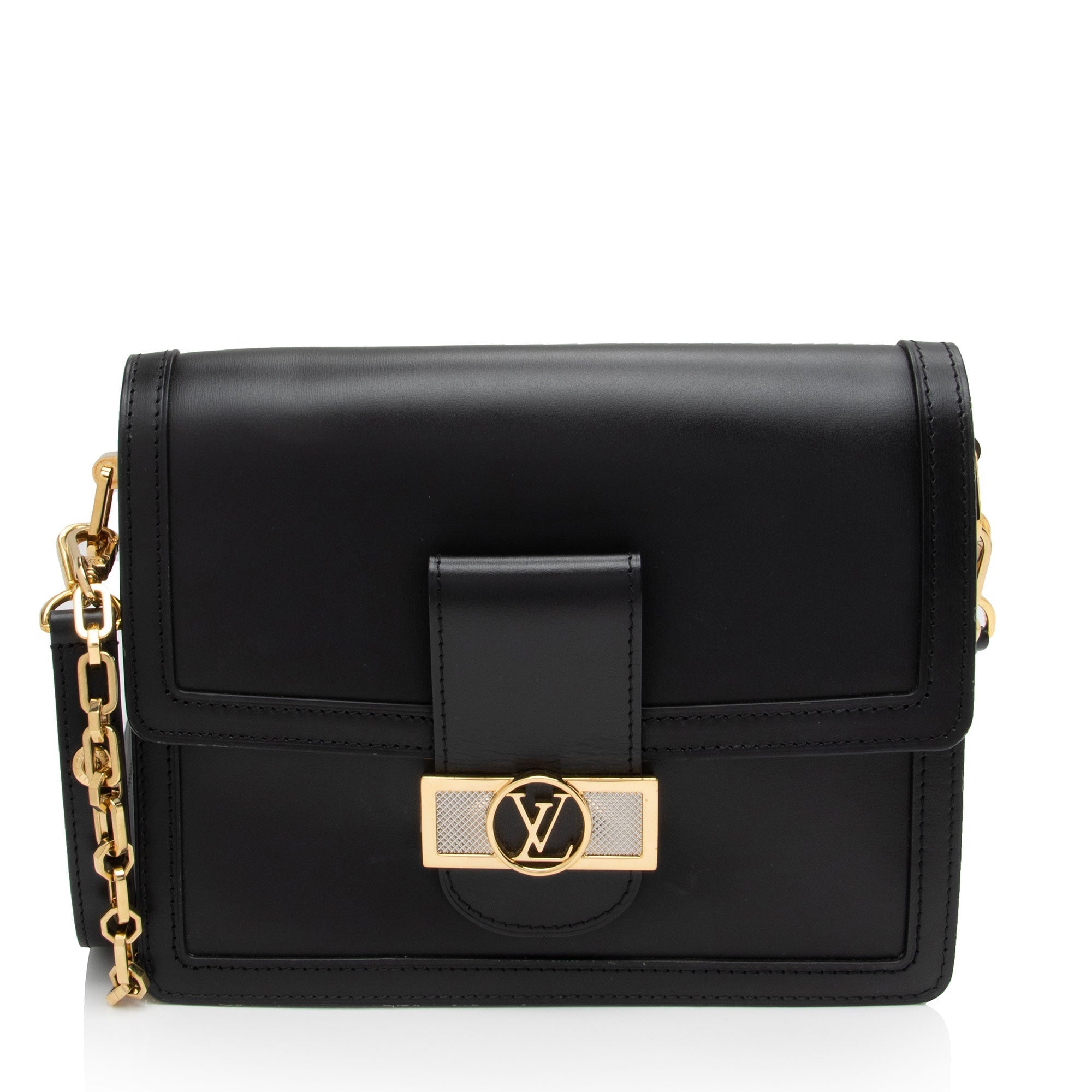 Louis Vuitton Calfskin Dauphine MM Shoulder Bag (SHF-cZl8DJ)