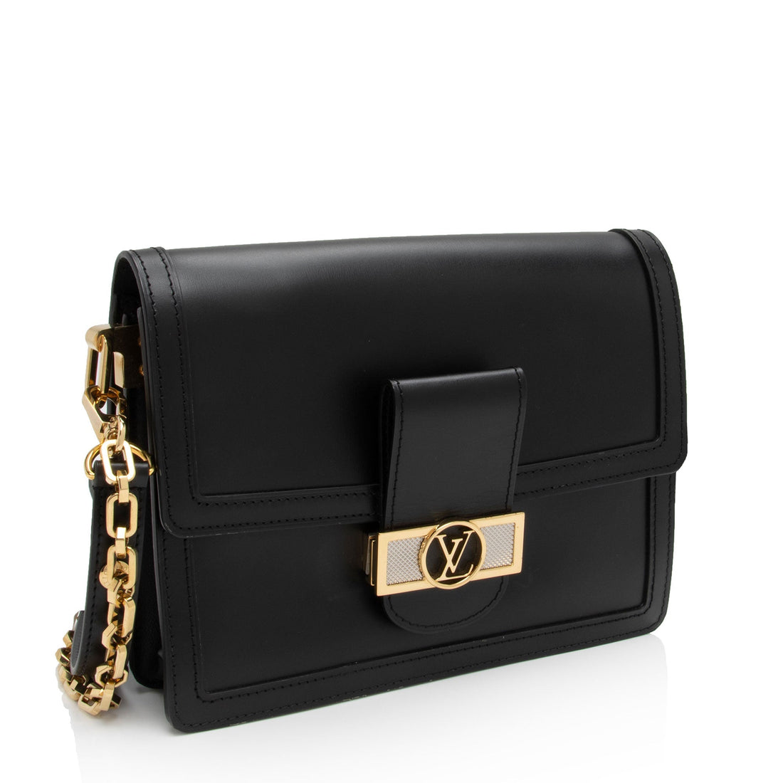 Louis Vuitton Calfskin Dauphine MM Shoulder Bag (SHF-cZl8DJ)