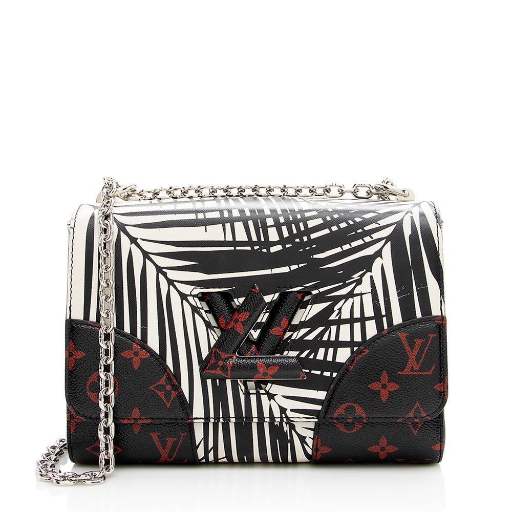 Louis Vuitton Calfskin Palm Print Twist MM Shoulder Bag (SHF-18828)