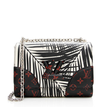 Louis Vuitton Calfskin Palm Print Twist MM Shoulder Bag (SHF-18828)