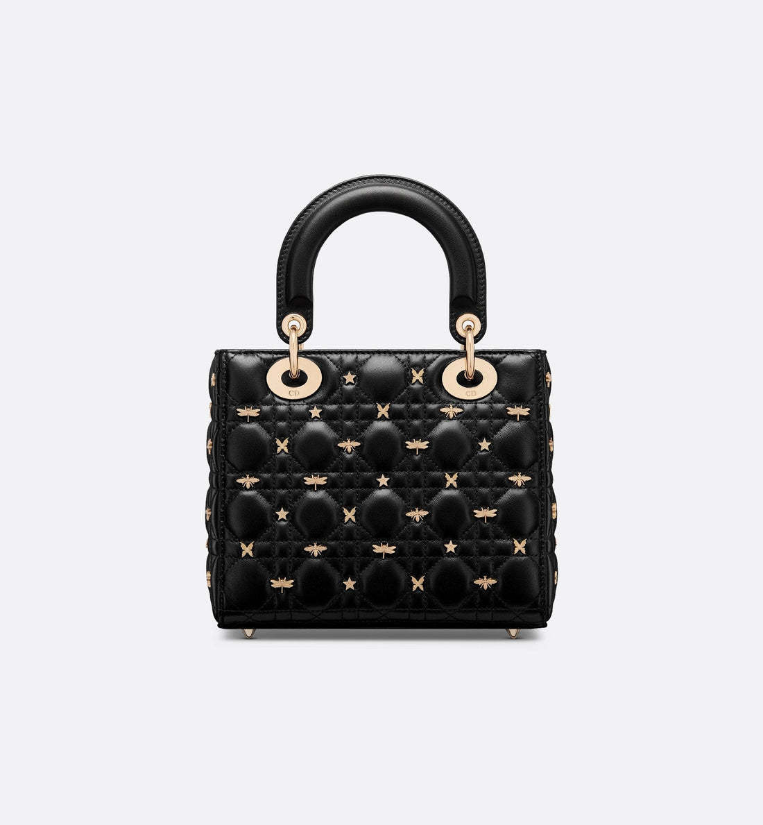 Small Lady Dior My Abcdior Bag Black Cannage Lambskin With Gold-Finish Dragonfly Studs