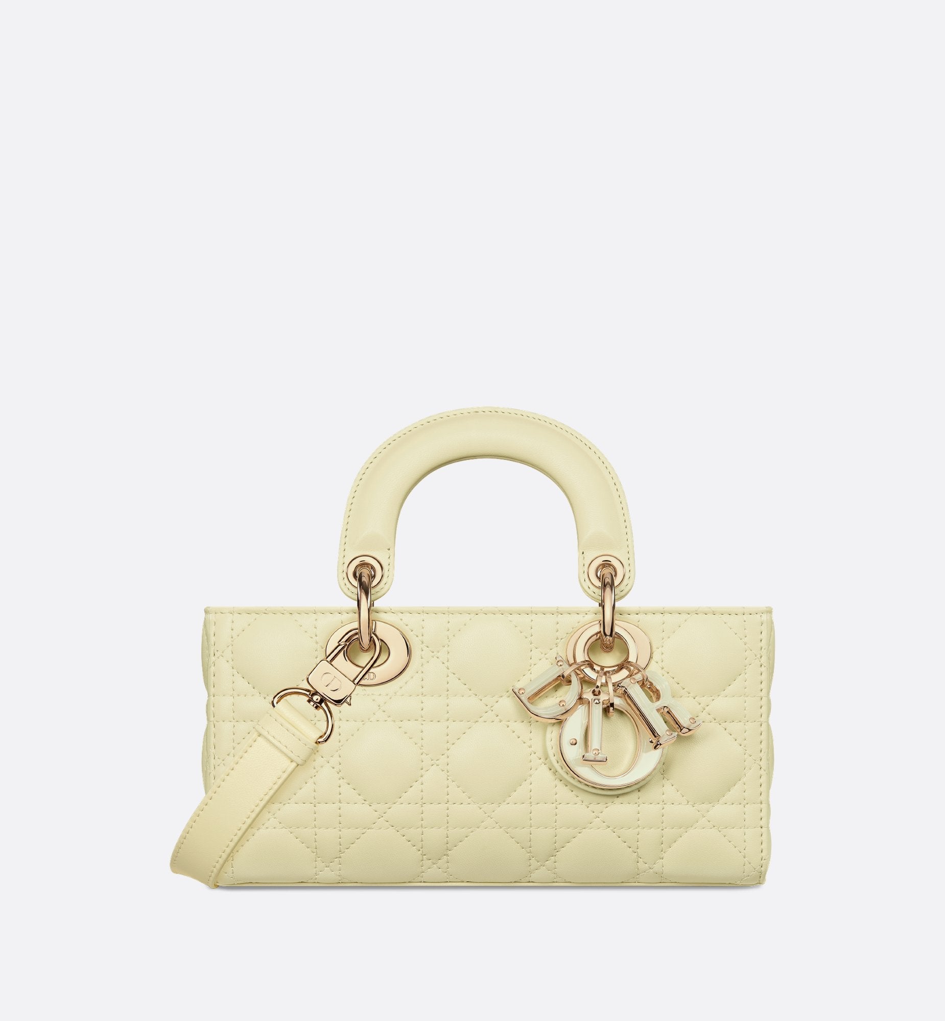 Small Lady D-Joy Bag Pastel Yellow Cannage Lambskin