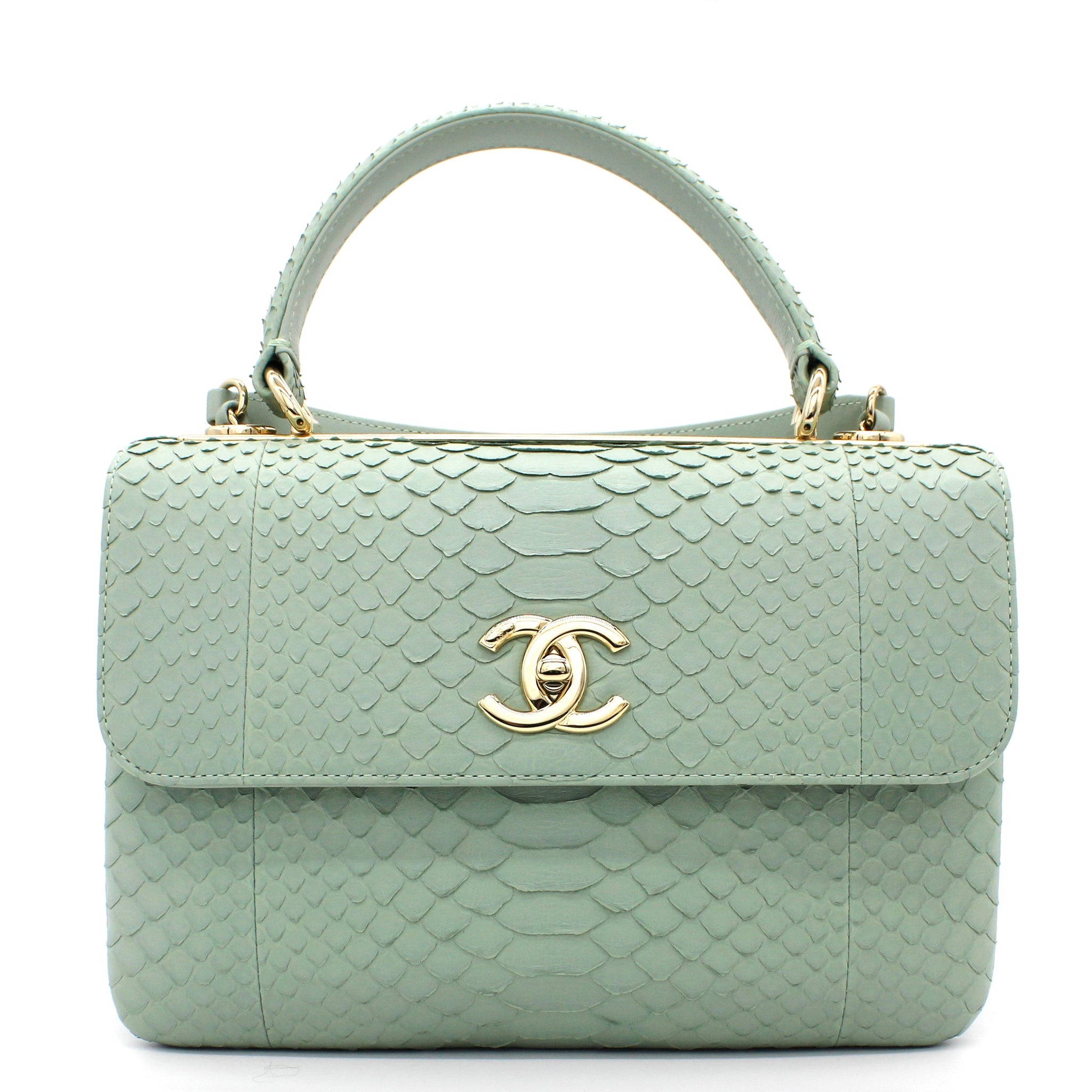 Chanel Snack skin Small Trendy CC Flap Dual Handle Bag Light Green
