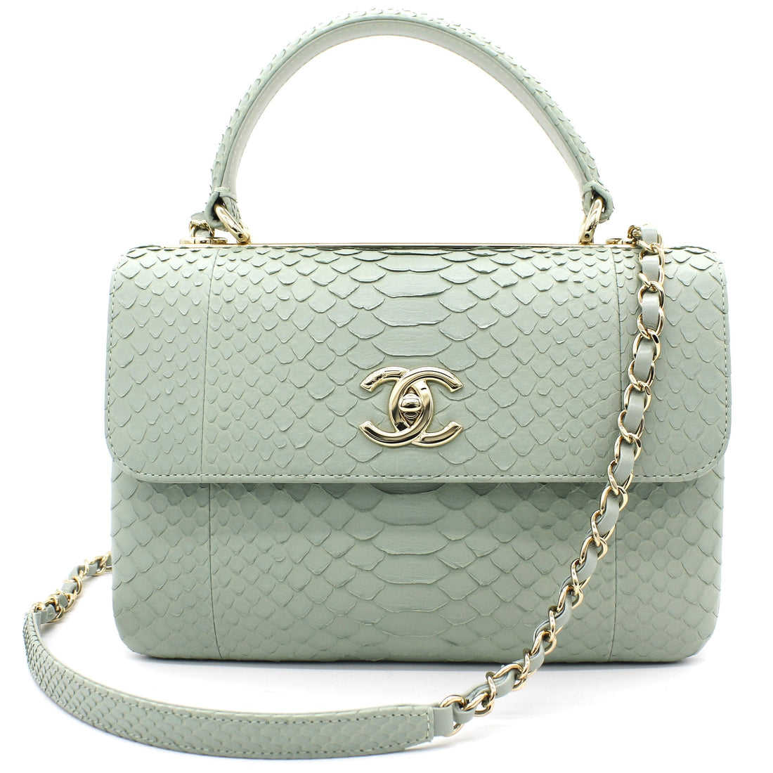 Chanel Snack skin Small Trendy CC Flap Dual Handle Bag Light Green