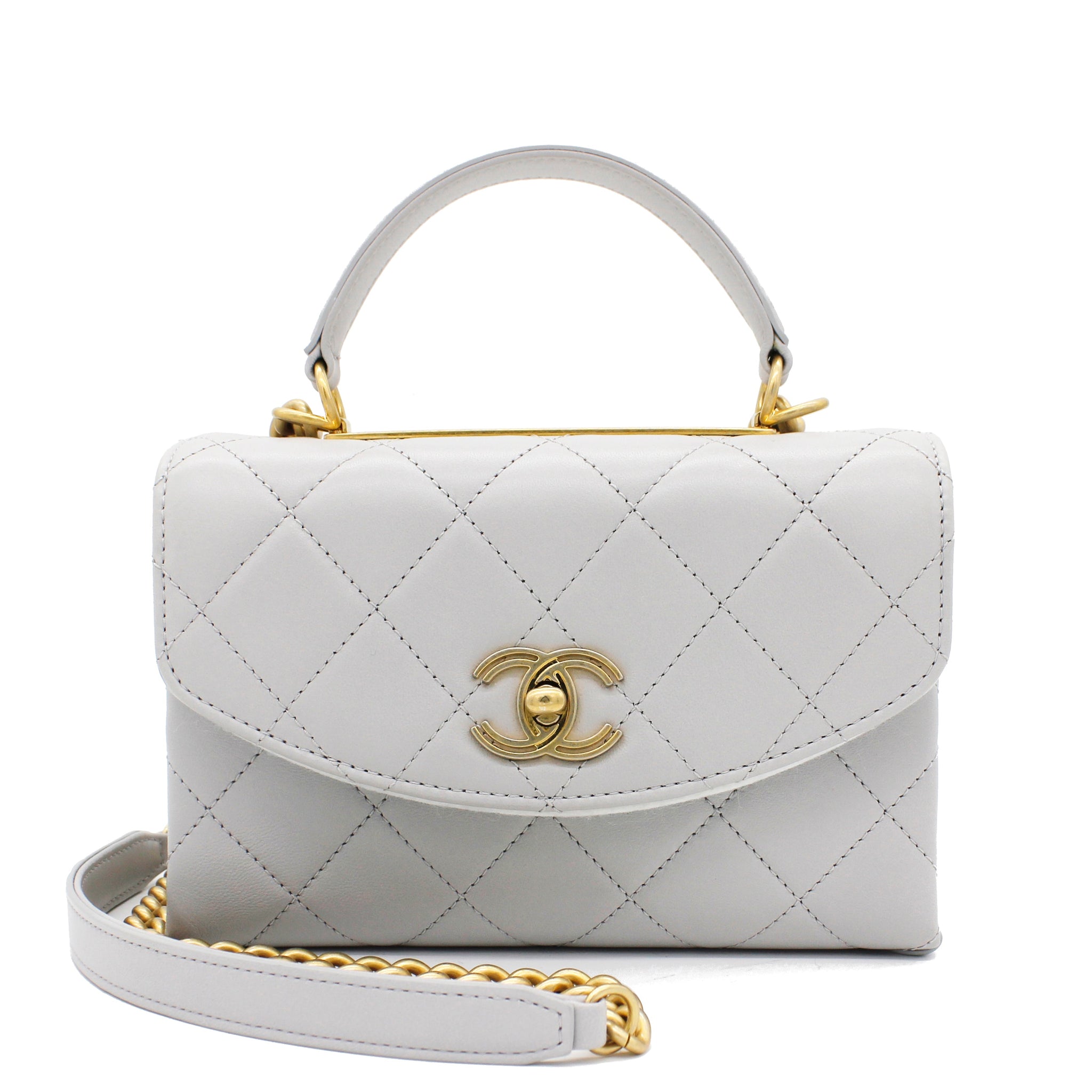 Chanel Quilted Lambskin Top Handle Flap Bag