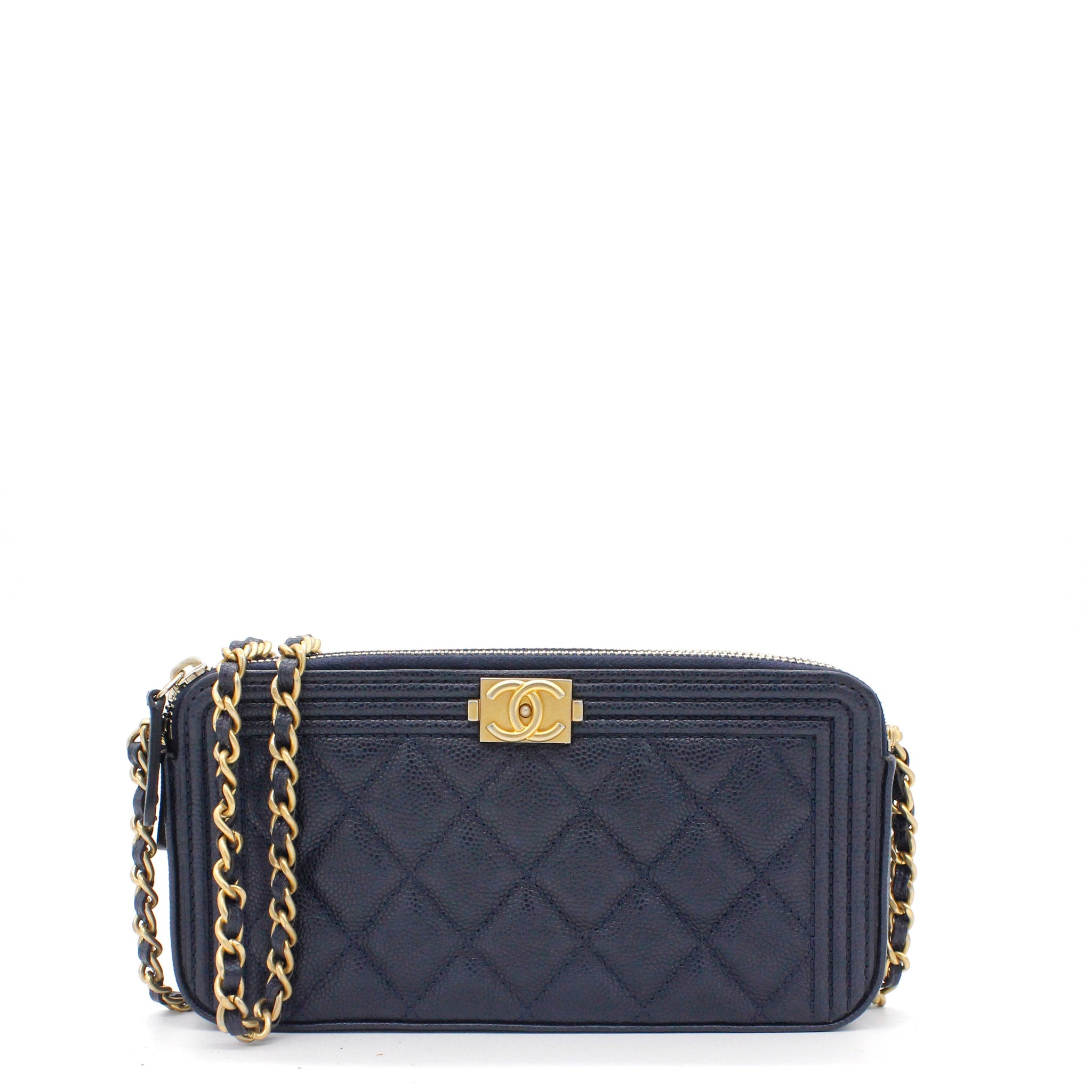 Chanel Boy Double Zip Around Wallet on Chain Woc