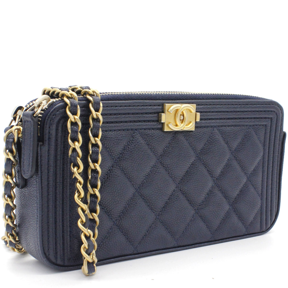 Chanel Boy Double Zip Around Wallet on Chain Woc