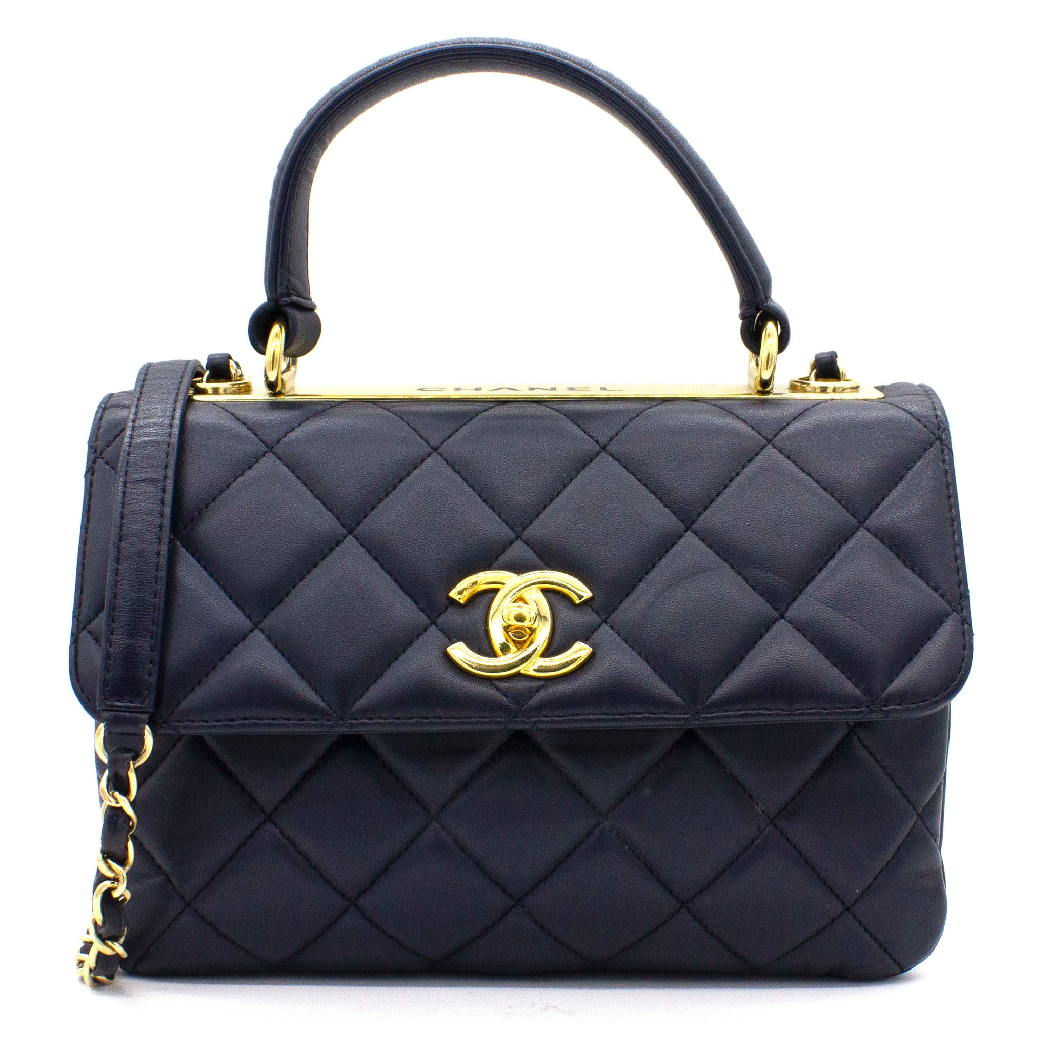 Chanel Navy Blue Quilted Leather Small Trendy CC Flap Shoulder Bag