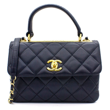 Chanel Navy Blue Quilted Leather Small Trendy CC Flap Shoulder Bag